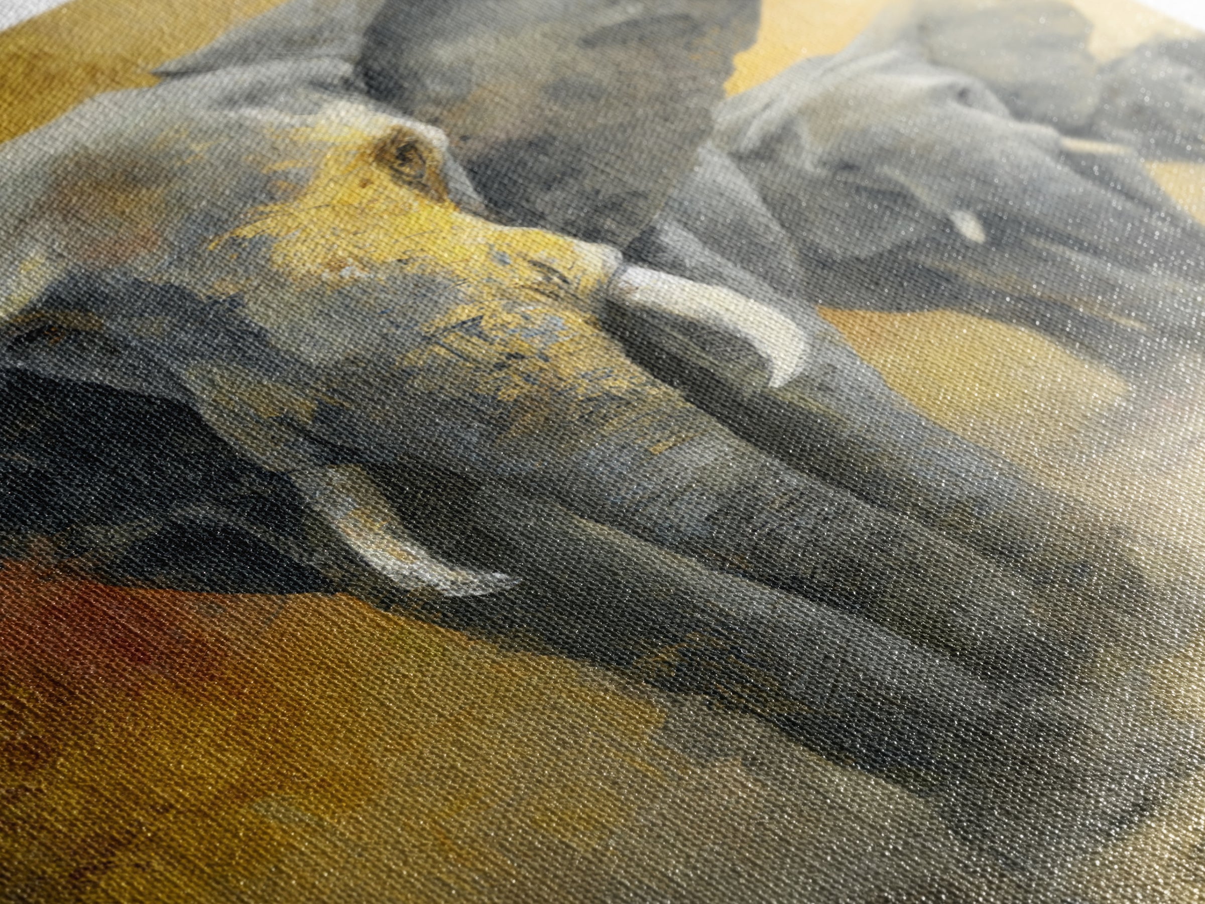 Elephant Family Walking Through Dusty Golden Light Canvas Print, Animal Art, Art, Living Room Decor, Fine Art, Creature, ANI-2x3-70