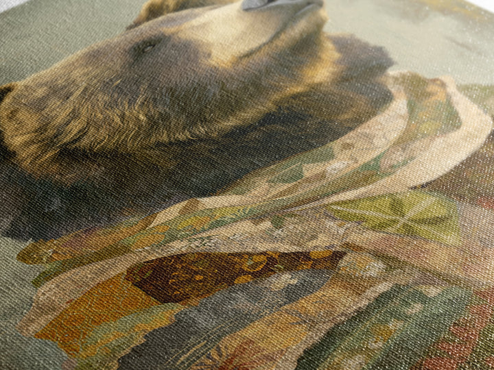 Whimsical Bear in a Patterned Sweater with Canvas Print, Animal Art, Digital Prints, Living Room Decor, Fine Art, Creature, ANI-2x3-82