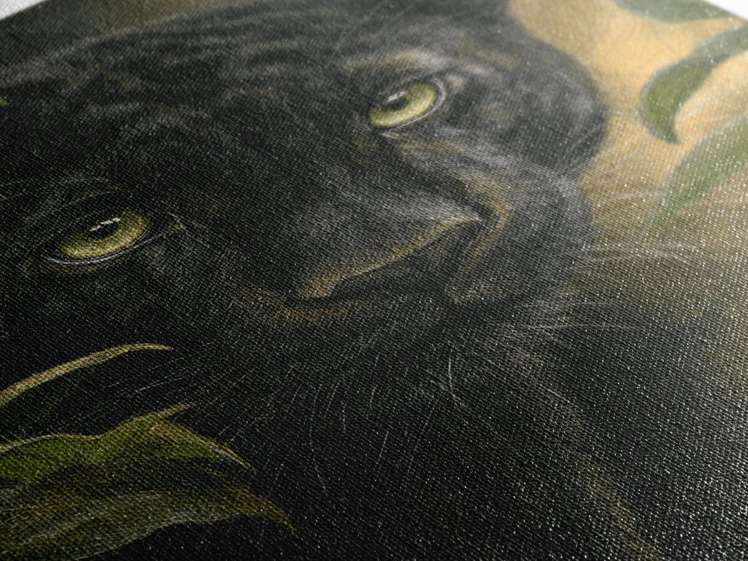 Dramatic Black Panther Emerging from Deep Jungle Canvas Print, Animal Art, Print, Living Room Decor, Abstract Art, Creature, ANI-2x3-86