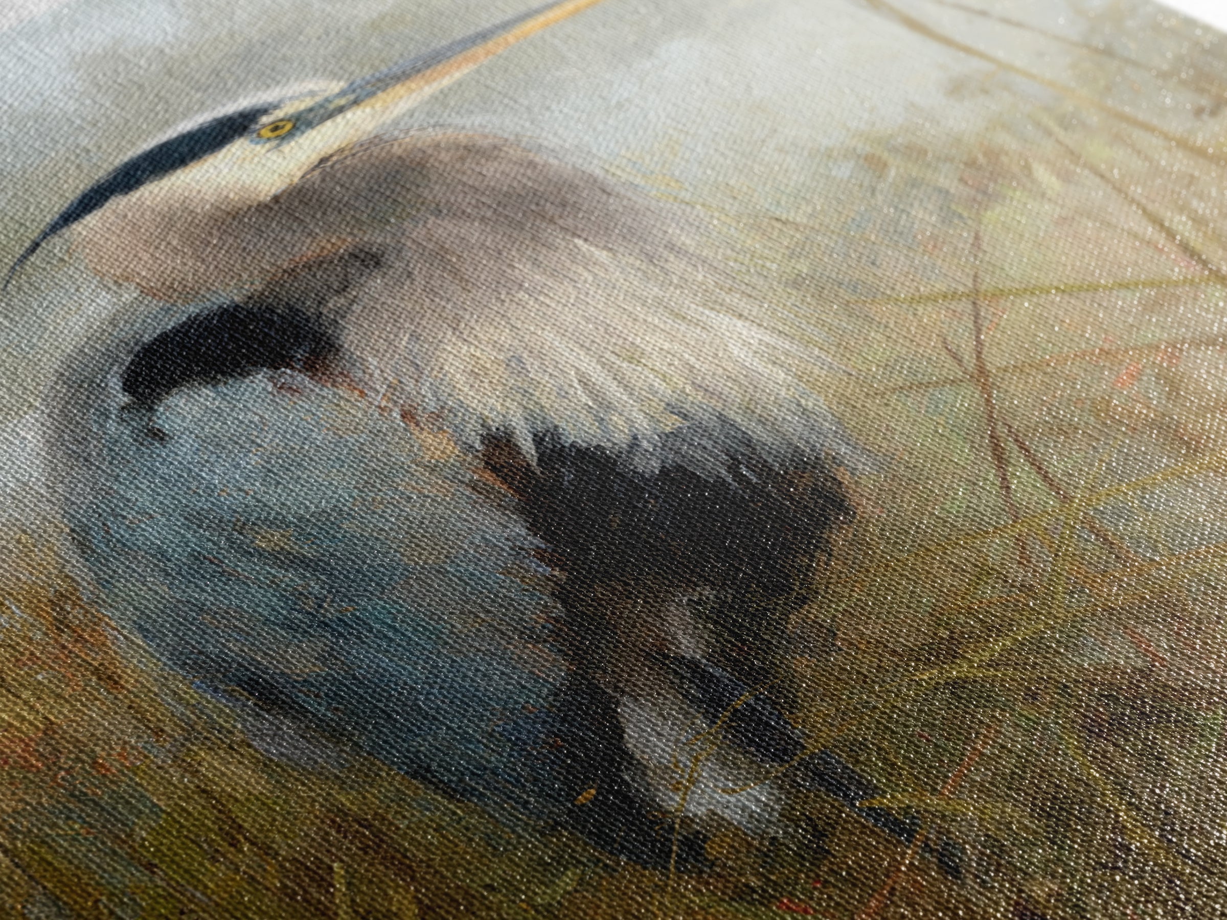 Blue Heron Standing Canvas Print, Animal Art, Digital Print, Living Room Decor, Fine Art, Creature, Colorful Wall Art, ANI-2x3-91