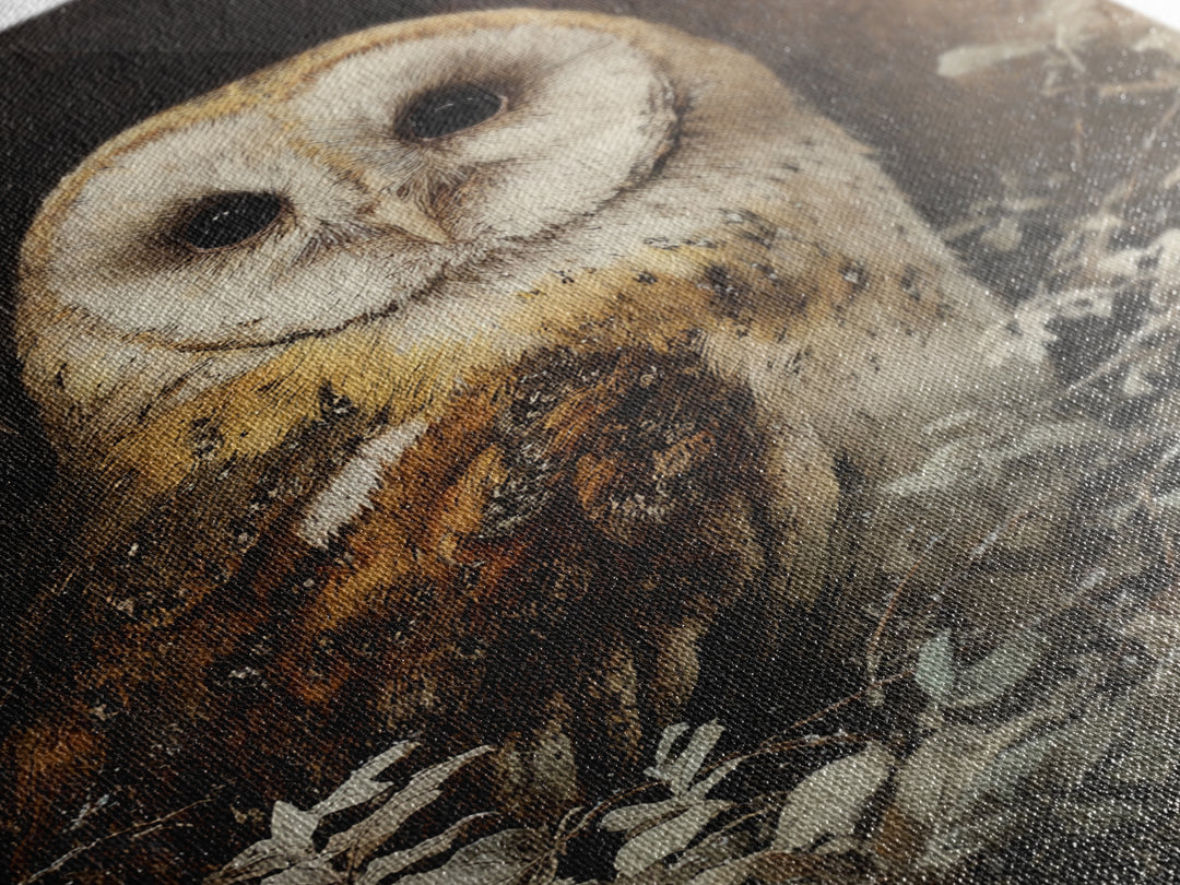 Owl with Moonlit Feathers and Celestial Accents Canvas Print, Animal Art, Printable Art, Living Room Decor, Oil Painting, ANI-2x3-95