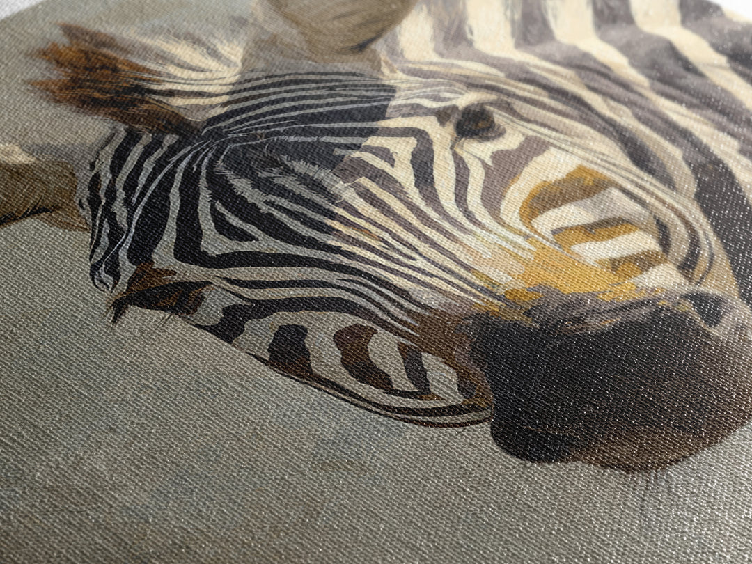 Zebra Portrait with Bold Graphic Stripe Pattern Canvas Print, Animal Art, Digital Wall Art, Living Room Decor, Creature, ANI-2x3-97