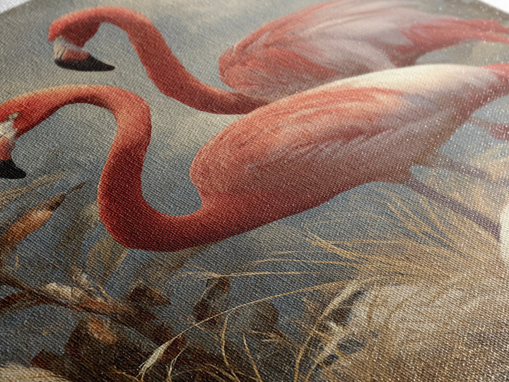Flamingo Pair in Elegant Coral and Cream Canvas Print, Animal Art, Nursery Decor, Living Room Decor, Fine Art, Creature, ANI-2x3-99