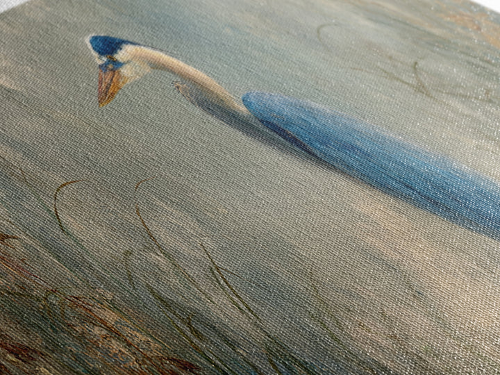 Blue Heron Standing Canvas Print, Animal Art, Gallery Decor, Living Room Decor, Fine Art, Creature, Contemporary Art, ANI-3x1-3