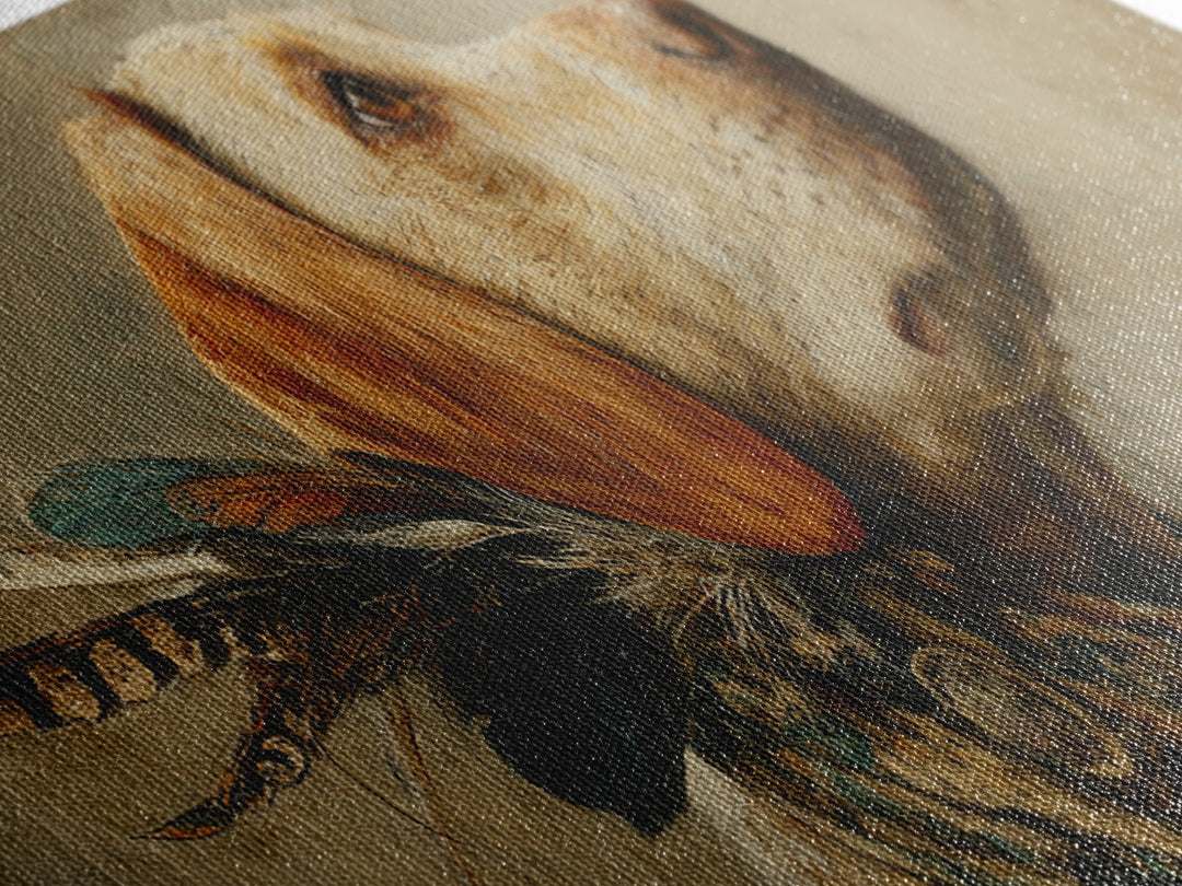 Dog Portrait with Painterly Collar and Loyal Framed Canvas Print, Animal Art, Nursery, Living Room Decor, Fine Art, Creature, ANI-3x1-53