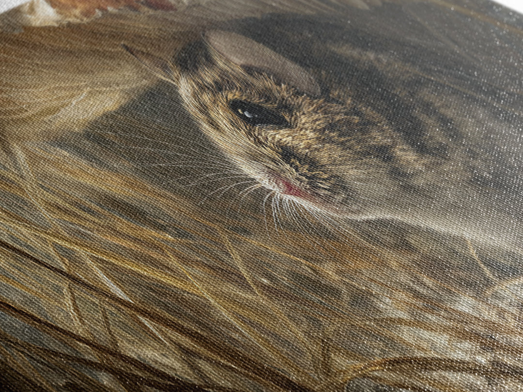 Tiny Field Mouse Framed Canvas Print, Animal Art, Digital Print, Living Room Decor, Oil Painting, Creature, Colorful Wall Art, ANI-3x1-74