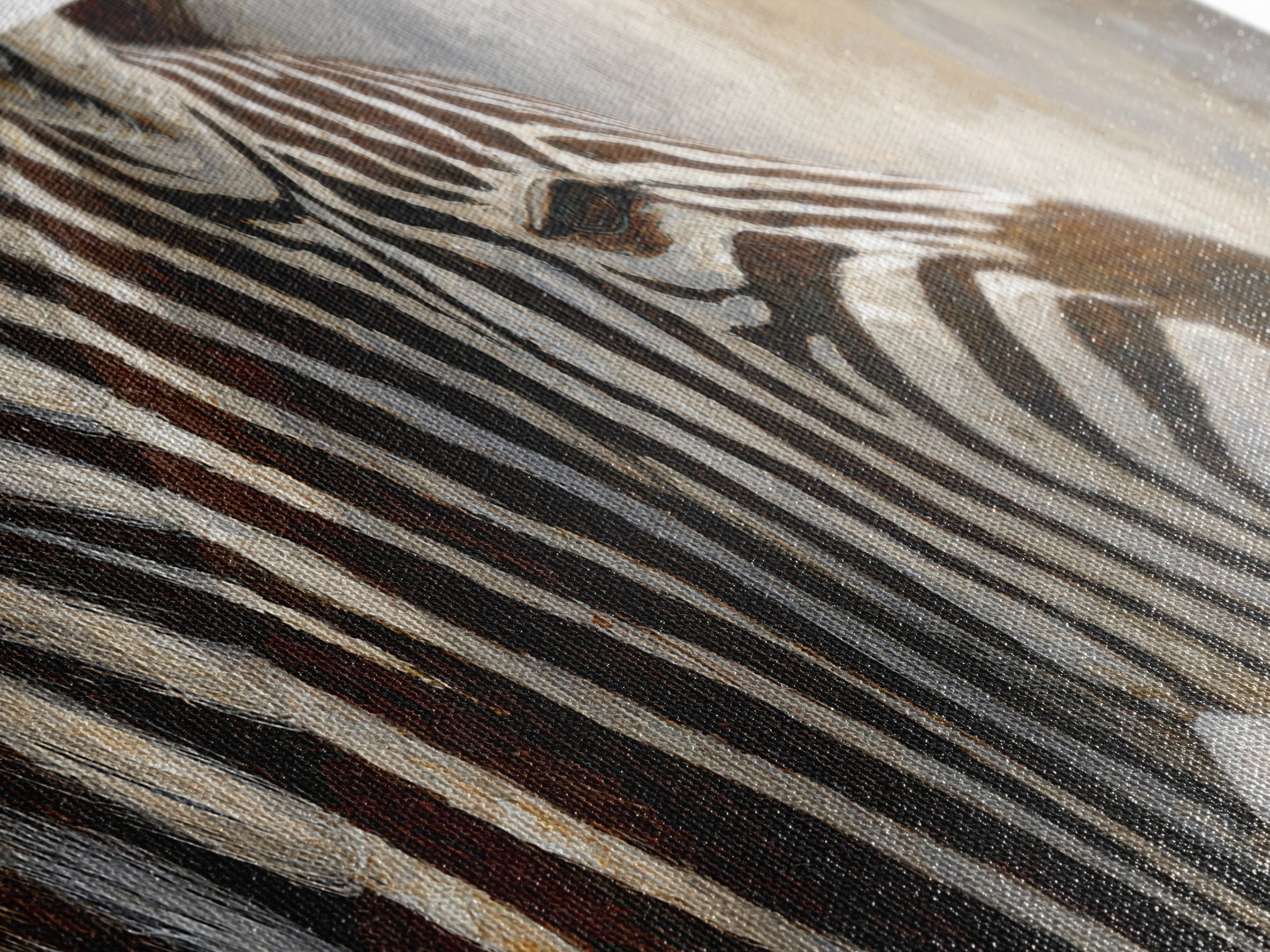 Zebra Portrait with Bold Graphic Stripe Pattern Canvas Print, Animal Art, Original Painting, Living Room Decor, Creature, ANI-3x1-9