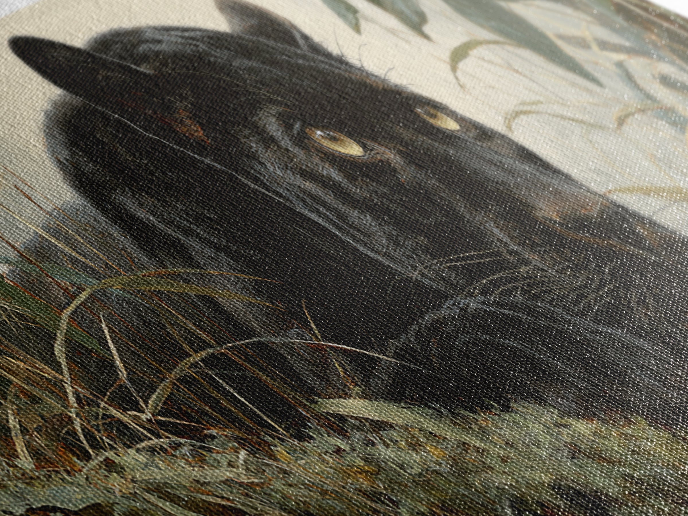 Dramatic Black Panther Emerging from Deep Jungle Canvas Print, Animal Art, Printable Art, Living Room Decor, Watercolor Art, ANI-3x1-94