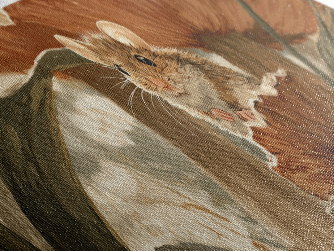Tiny Field Mouse Canvas Print, Animal Art, Boho Wall Art, Living Room Decor, Fine Art, Creature, Statement Artwork, Boho Decor, ANI-3x1-98
