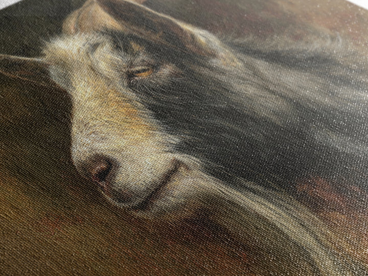 Goat Portrait with Rustic Folk Art Personality Canvas Print, Animal Art, Nursery Decor, Living Room Decor, Fine Art, Creature, ANI-3x2-1