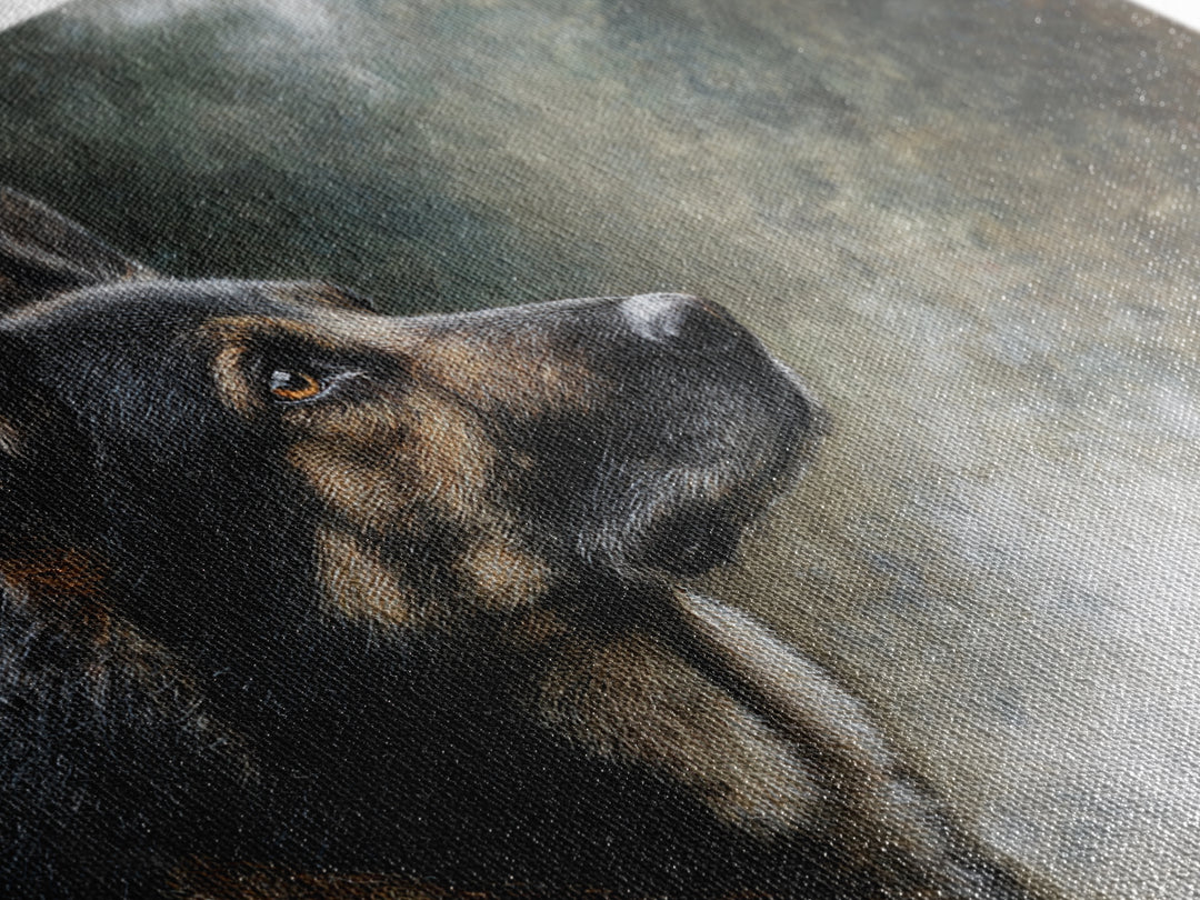 Dog Portrait with Painterly Collar and Loyal Canvas Print, Animal Art, Digital Print, Living Room Decor, Oil Painting, Creature, ANI-3x2-17