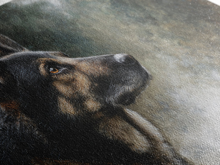 Dog Portrait with Painterly Collar and Loyal Canvas Print, Animal Art, Digital Print, Living Room Decor, Oil Painting, Creature, ANI-3x2-17