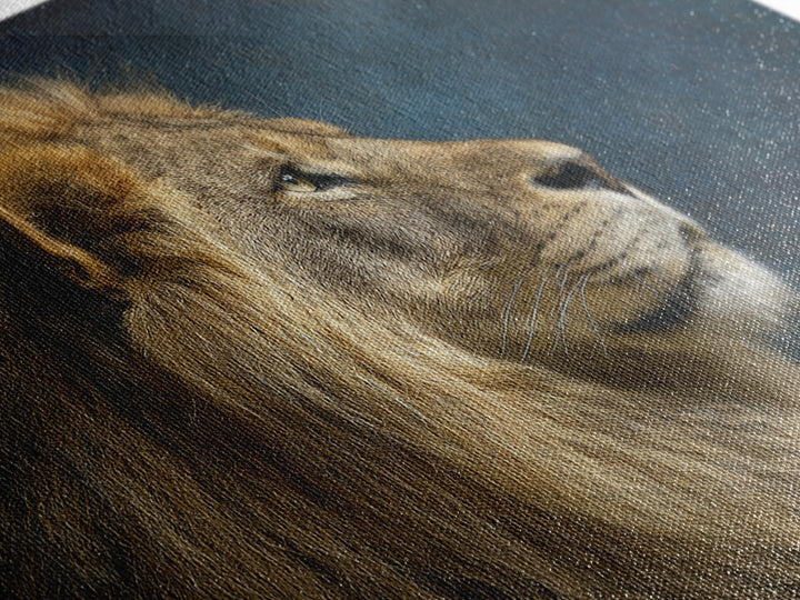 Regal Lion Profile Canvas Print, Animal Art, Living Room Decor, Oil Painting, Creature, Fine Art Print, Statement Artwork, ANI-3x2-37