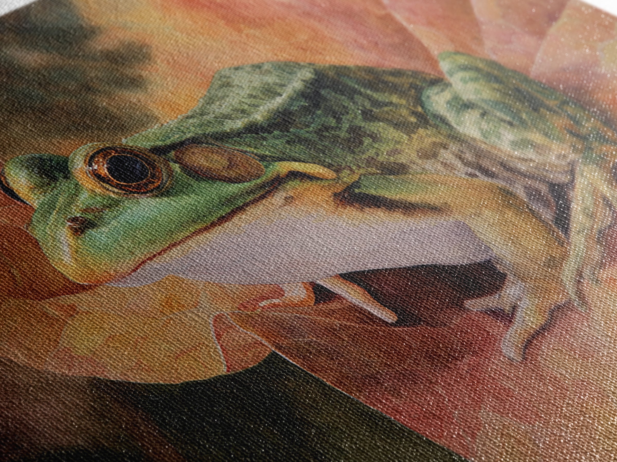 Frog on a Lotus Leaf Canvas Print, Animal Art, Living Room Decor, Fine Art, Creature, Fine Art Print, Statement Artwork, ANI-3x2-48