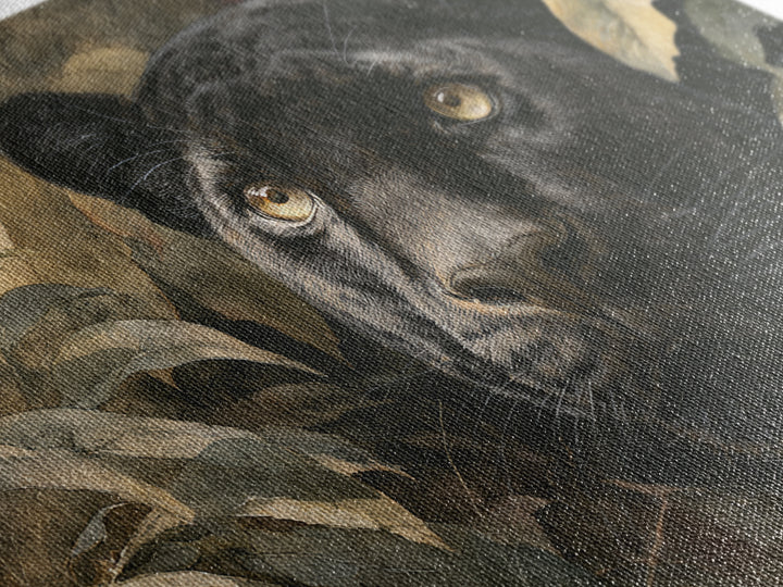 Dramatic Black Panther Emerging from Deep Jungle Canvas Print, Animal Art, Printable Art, Living Room Decor, Watercolor Art, ANI-3x2-58