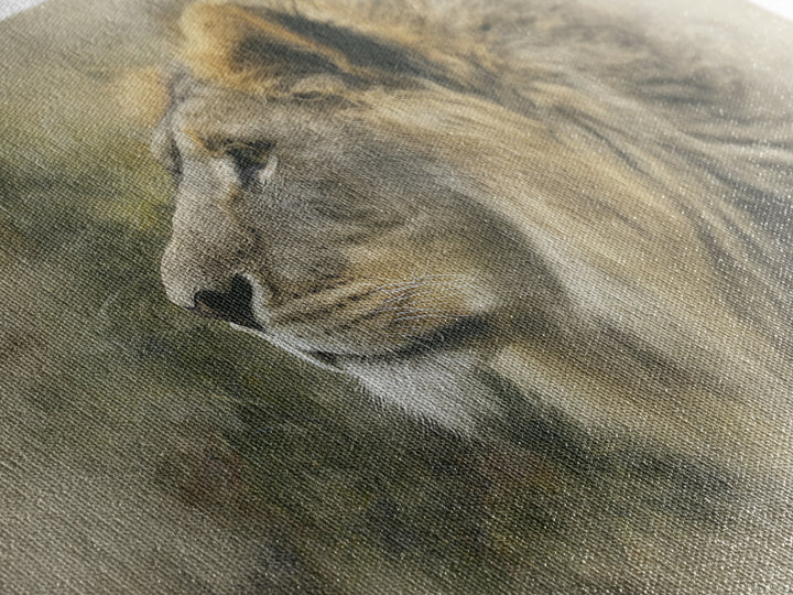 Regal Lion Profile Canvas Print, Animal Art, Living Room Decor, Oil Painting, Creature, Fine Art Print, Statement Artwork, ANI-3x2-61