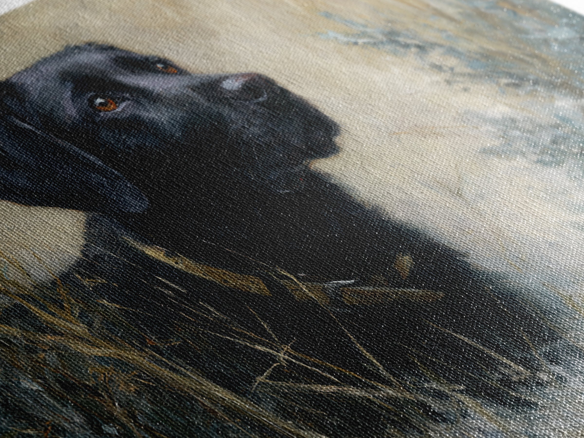 Dog Portrait with Painterly Collar and Loyal Framed Canvas Print, Animal Art, Boho Wall Art, Living Room Decor, Creature, ANI-3x2-65