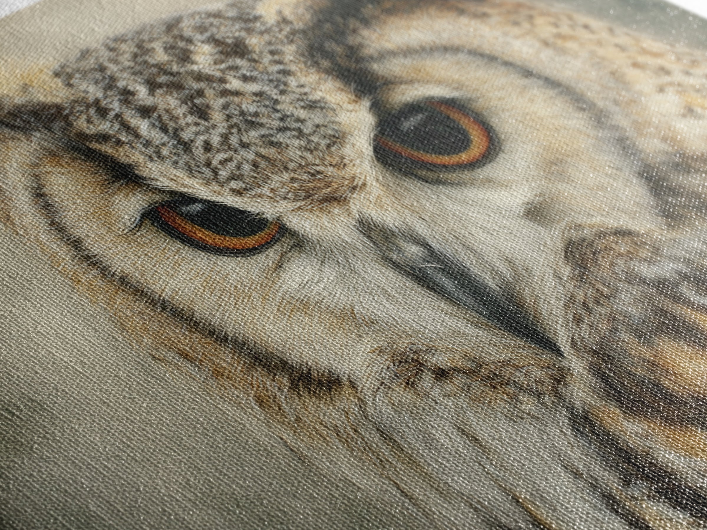 Owl with Moonlit Feathers and Celestial Accents Canvas Print, Animal Art, Living Room Decor, Watercolor Art, Creature, ANI-3x2-67
