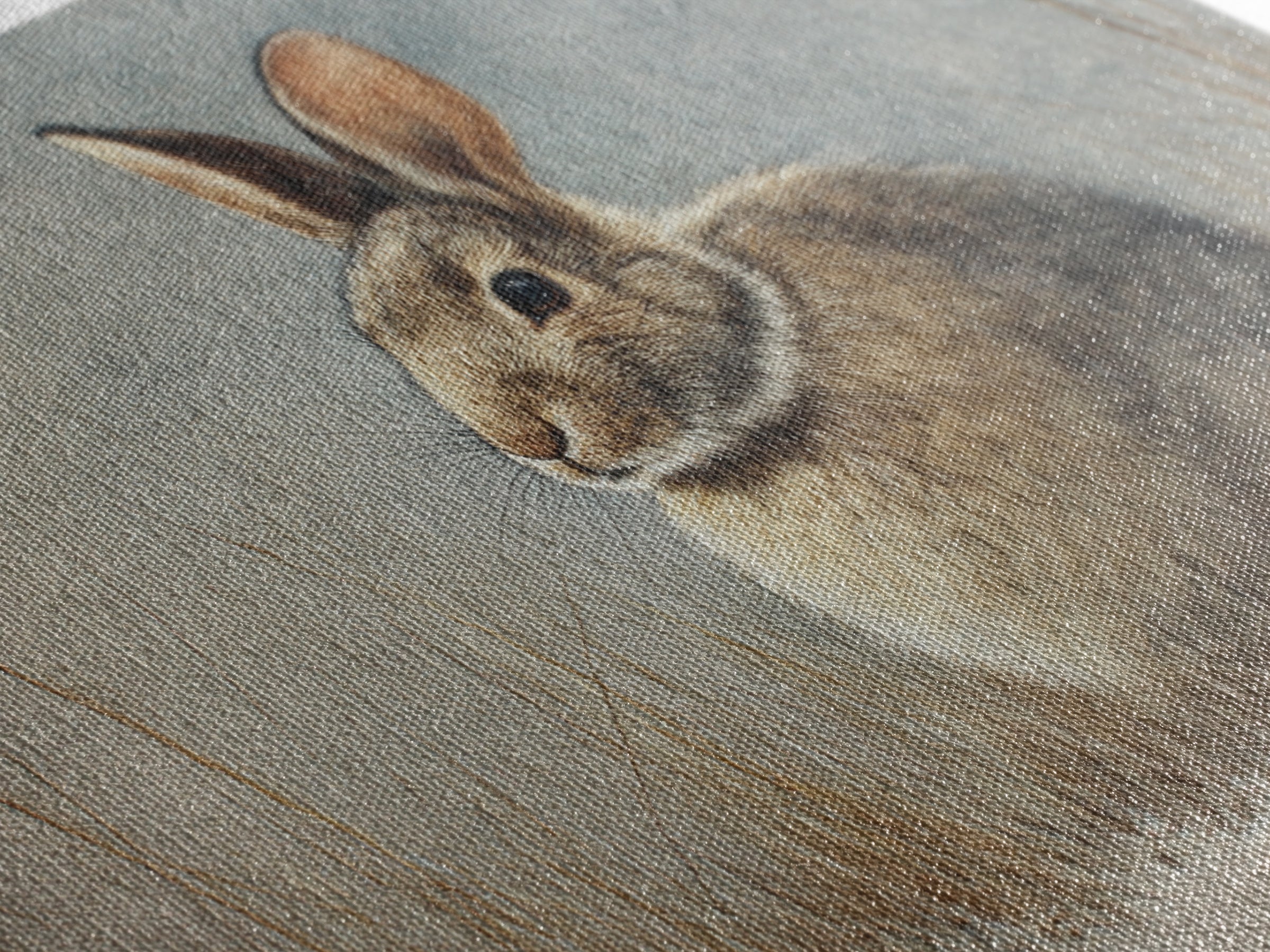 Curious Rabbit in a Soft Watercolor Meadow Framed Canvas Print, Animal Art, Cat Art, Living Room Decor, Fine Art, Creature, ANI-3x2-81