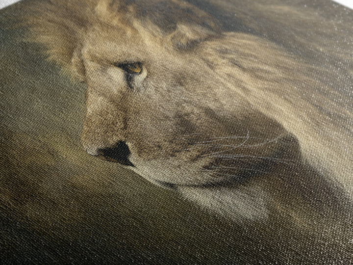 Regal Lion Profile Framed Canvas Print, Animal Art, Safari Nursery Decor, Living Room Decor, Fine Art, Creature, ANI-3x2-85