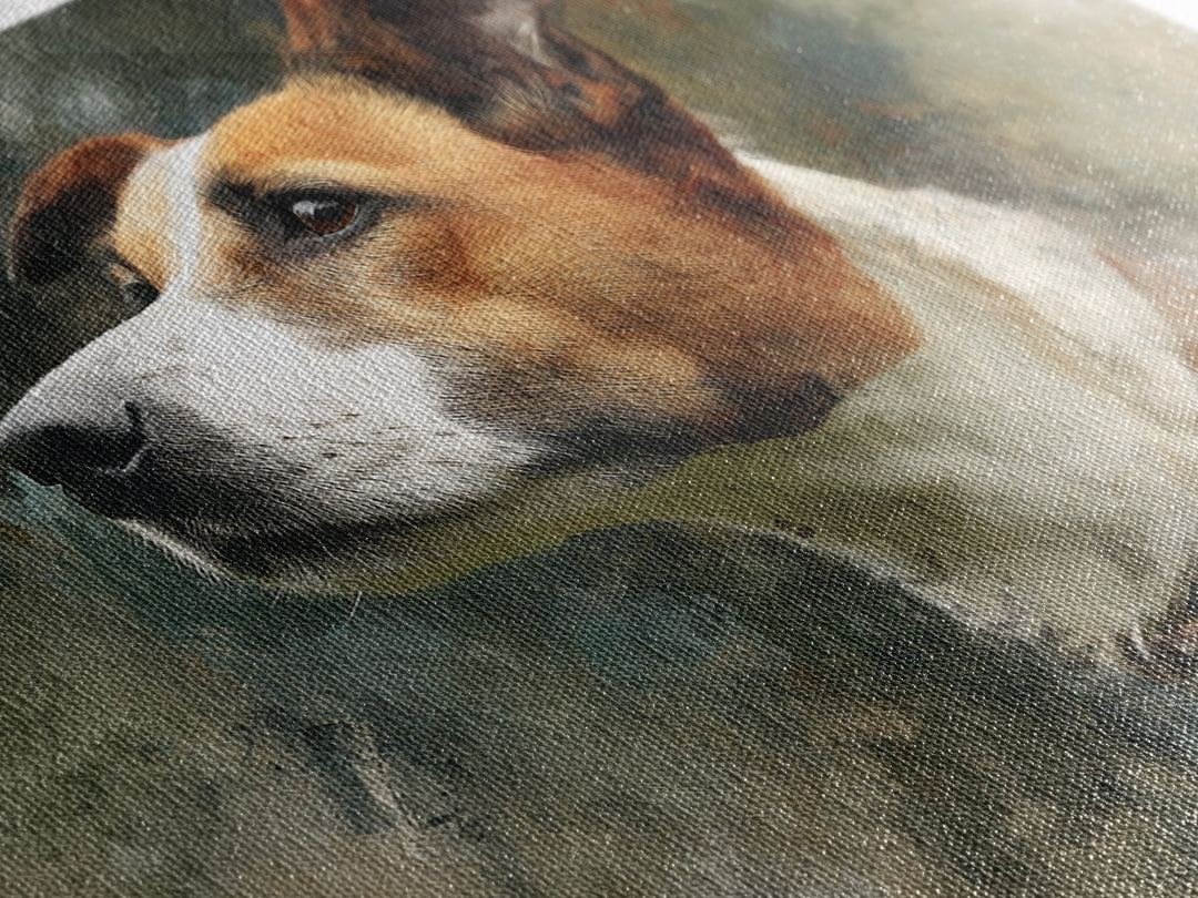 Dog Portrait with Painterly Collar and Loyal Canvas Print, Animal Art, Trendy Wall Art, Living Room Decor, Fine Art, Creature, ANI-3x2-89