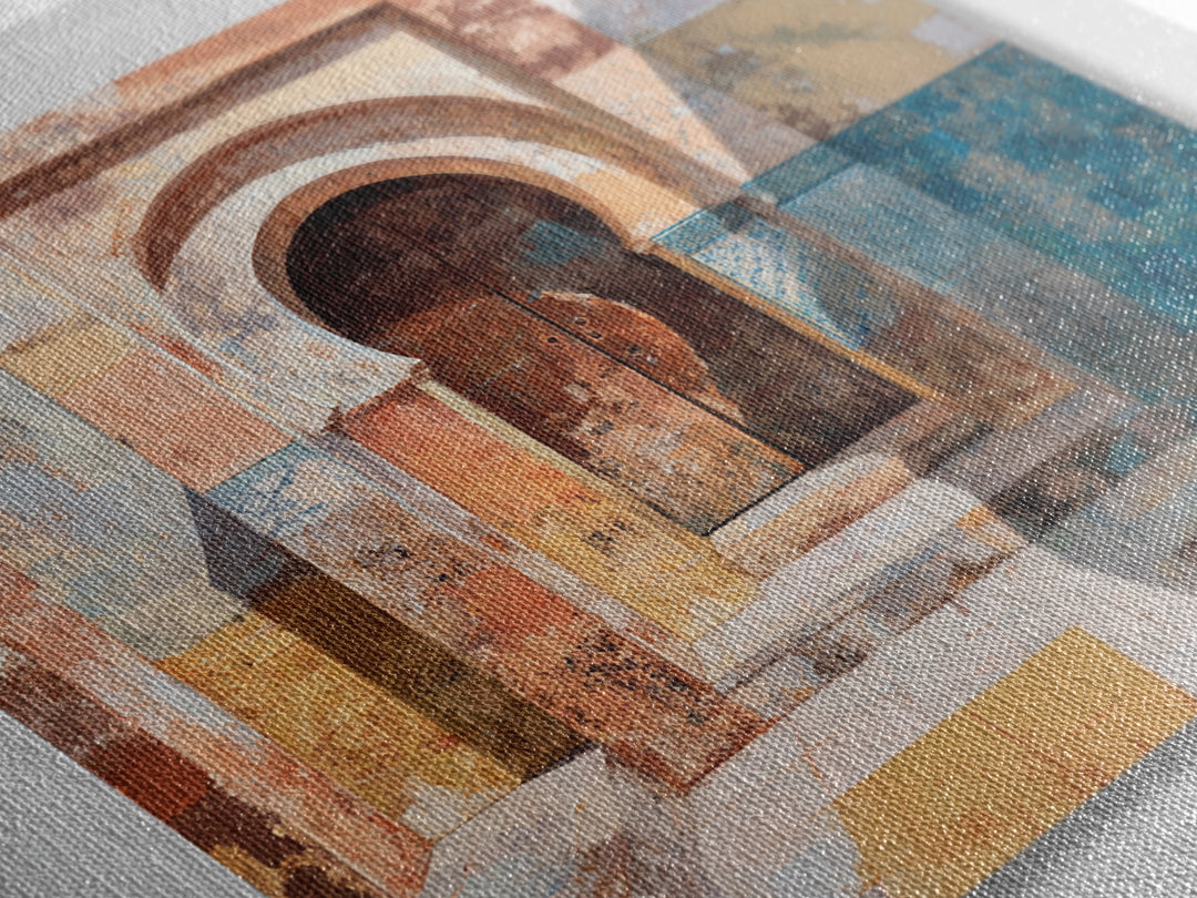 Architectural Archway in Warm Mediterranean Light Canvas Print, Art, Art Nouveau, Living Room Decor, Oil Painting, ART-1x1-22