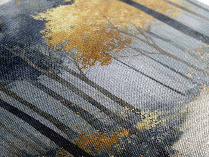 Woodland Path with Golden Autumn Atmosphere Canvas Print, Art, Metal Wall Art, Living Room Decor, Fine Art, Textured Wall Art, ART-1x1-23