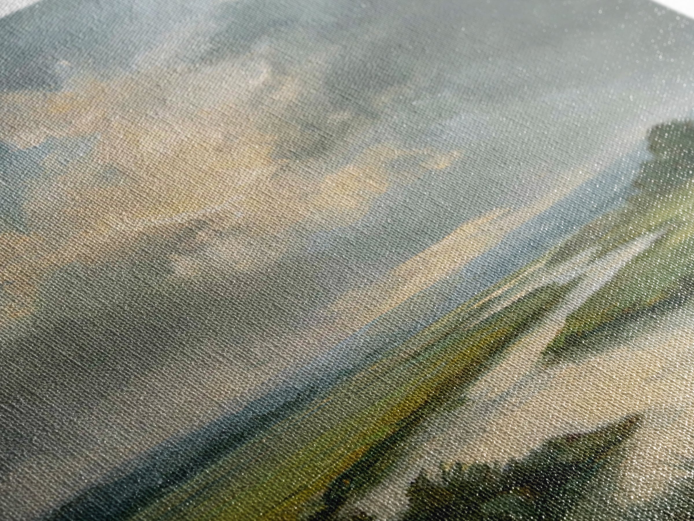 Classic Landscape with Winding River and Atmospheric Canvas Print, Art, Art Commission, Living Room Decor, Fine Art, ART-1x1-3
