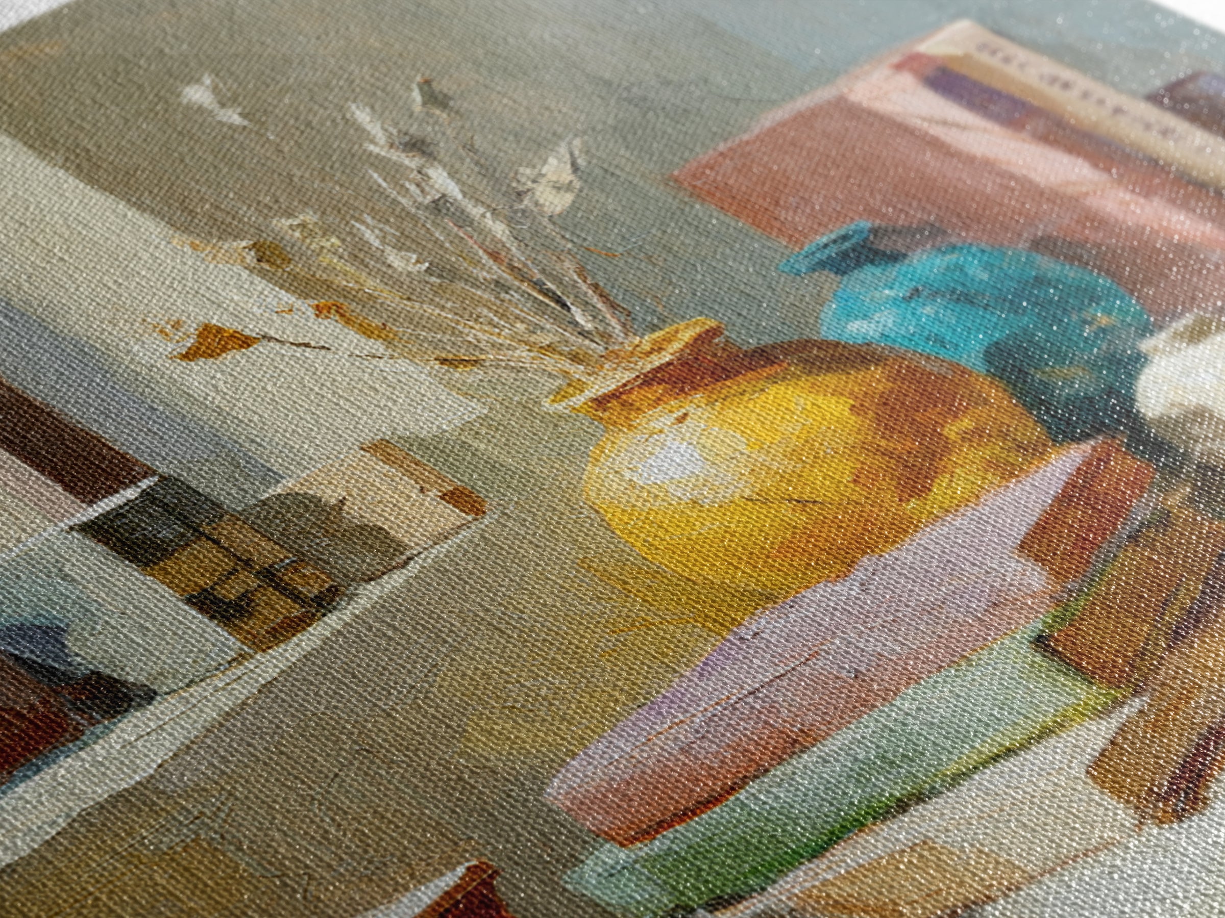 Sunlit Interior Still Life Framed Canvas Print, Art, Prints Wall Art, Living Room Decor, Fine Art, Fine Art Print, ART-1x1-38