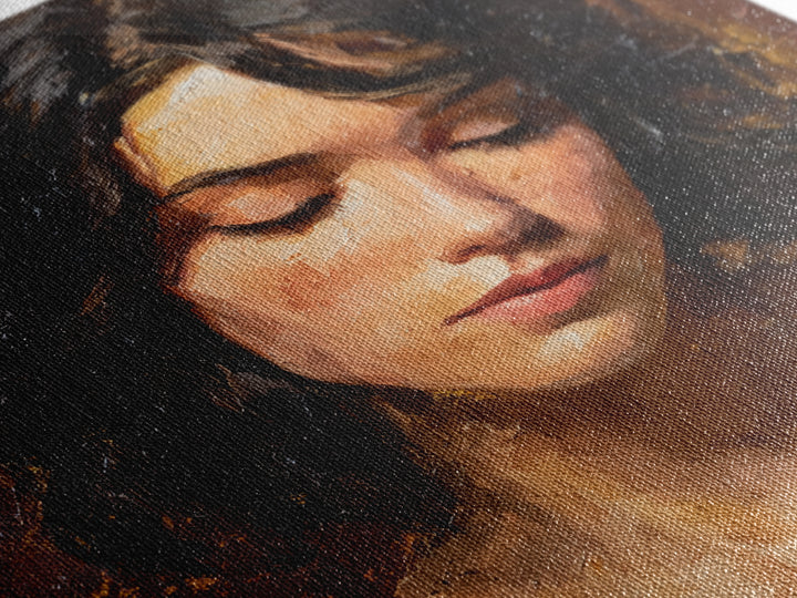 Expressive Portrait with Dramatic Light and Textured Canvas Print, Art, Living Room Decor, Fine Art, Art Nouveau, ART-1x1-4