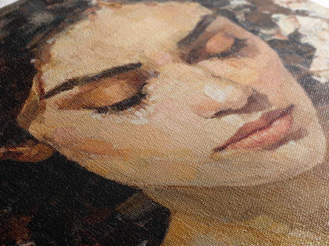 Expressive Portrait with Dramatic Light and Textured Canvas Print, Art, Printable Art, Living Room Decor, Oil Painting, ART-1x1-76