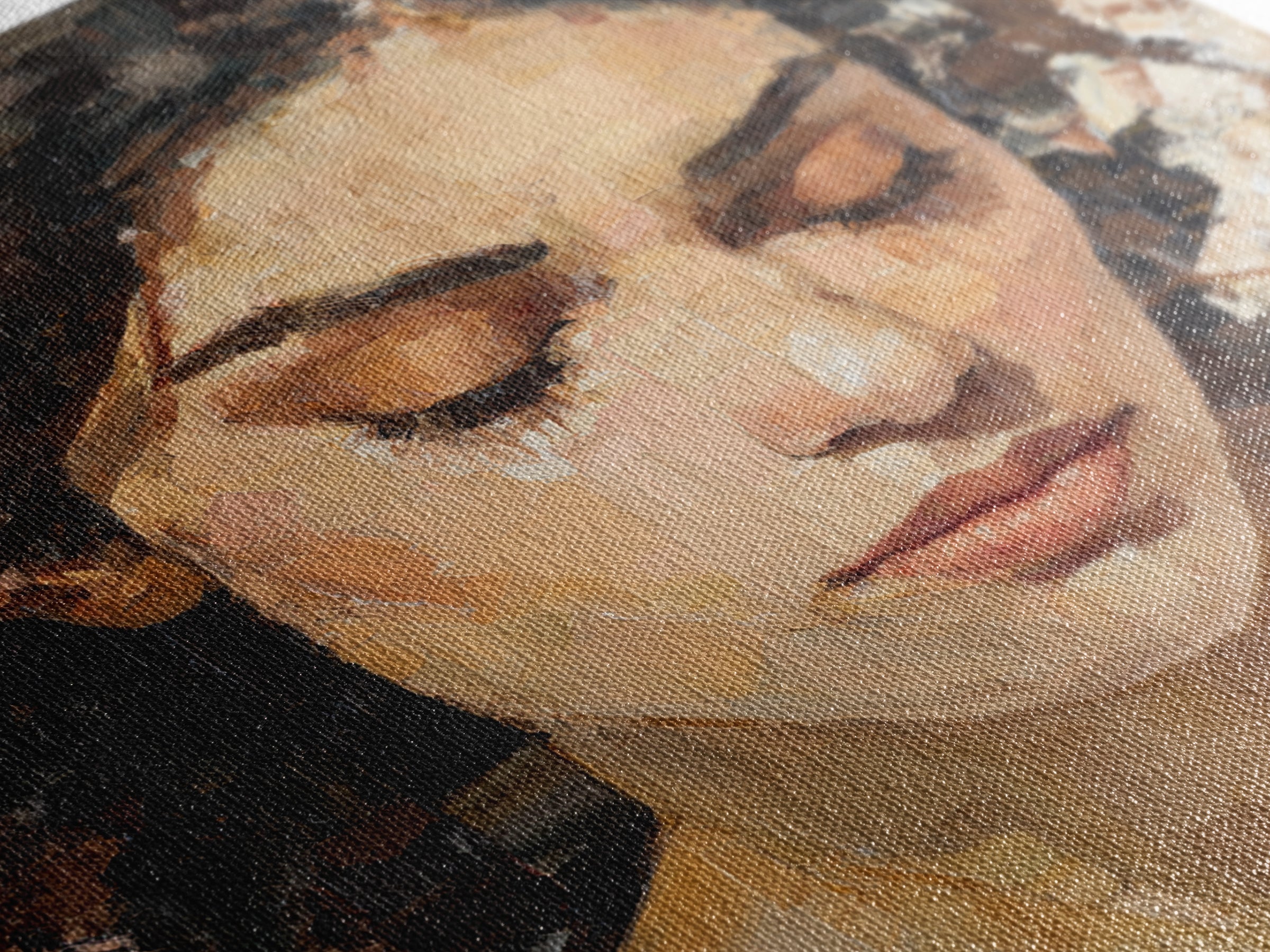 Expressive Portrait with Dramatic Light and Textured Canvas Print, Art, Printable Art, Living Room Decor, Oil Painting, ART-1x1-76