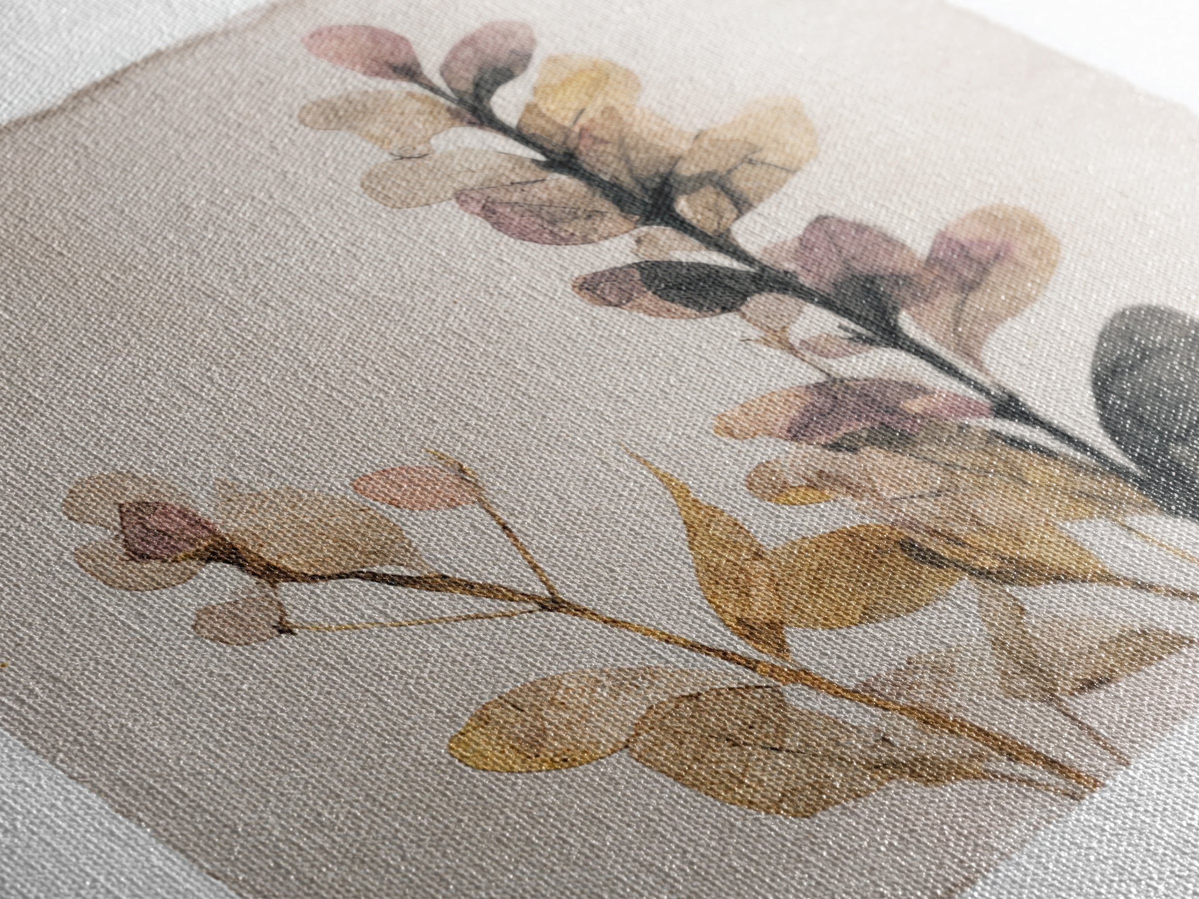 Minimal Botanical Ink Drawing on Handmade Paper Canvas Print, Art, Neutral Decor, Living Room Decor, Fine Art, ART-1x1-77
