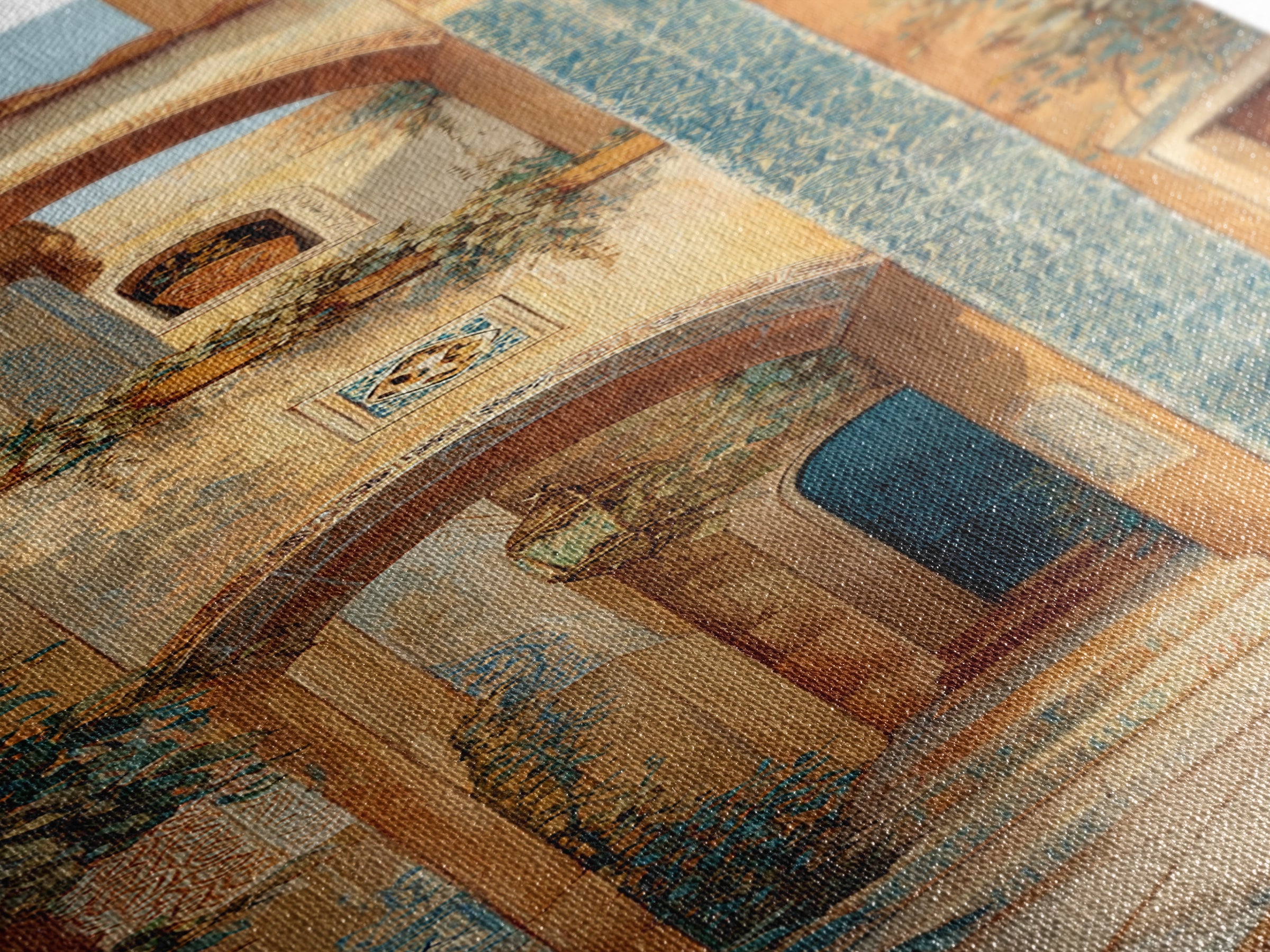 Architectural Archway in Warm Mediterranean Light Canvas Print, Art, Framed Wall Art, Living Room Decor, Fine Art, ART-1x3-10
