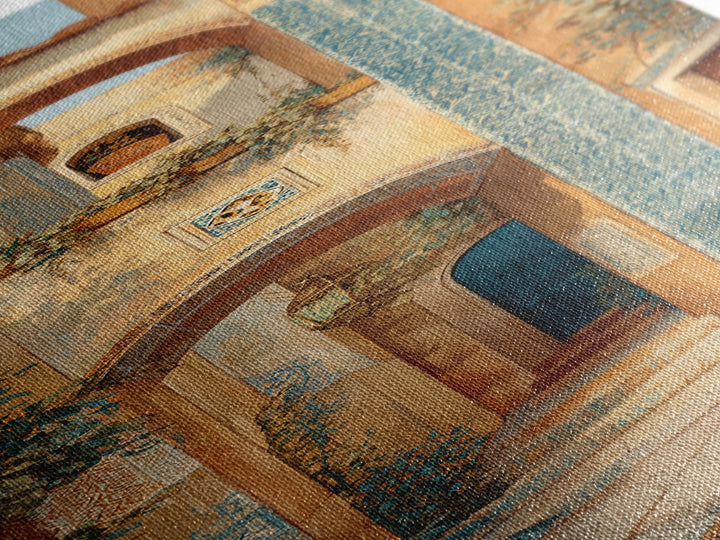 Architectural Archway in Warm Mediterranean Light Canvas Print, Art, Framed Wall Art, Living Room Decor, Fine Art, ART-1x3-10