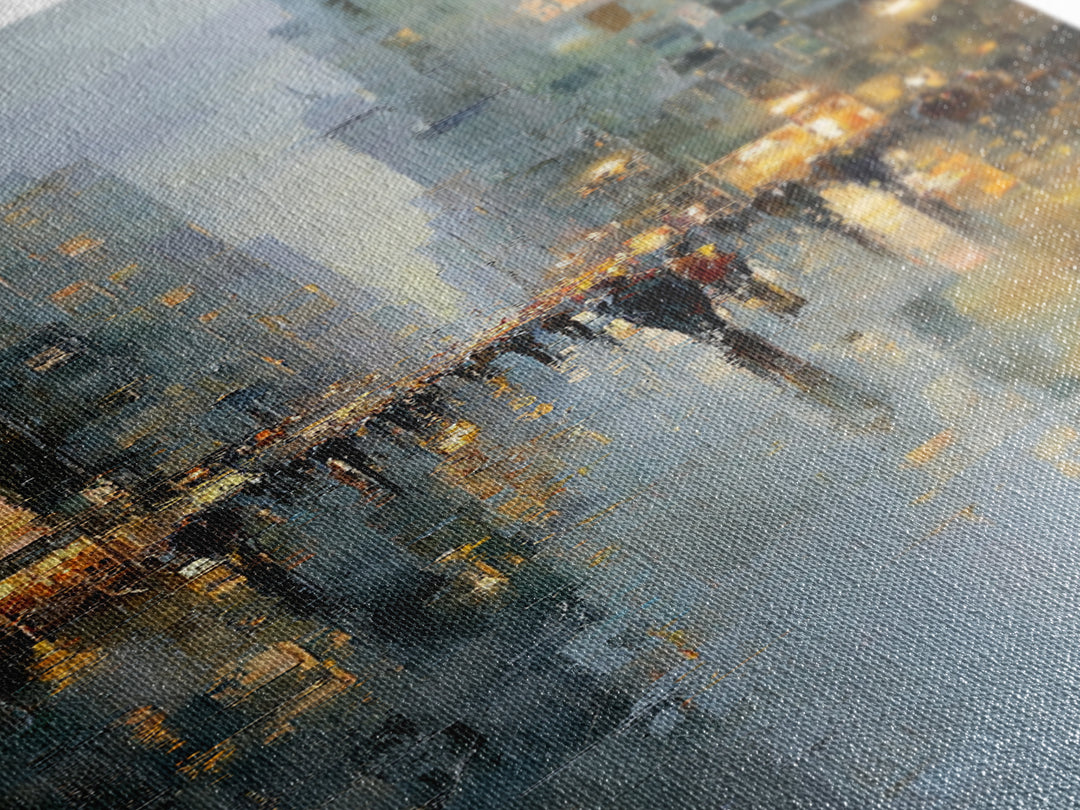 Moody City Scene Reflected Canvas Print, Art, Canvas Art, Living Room Decor, Fine Art, Horizontal Wall Art, Home Decor, ART-1x3-22