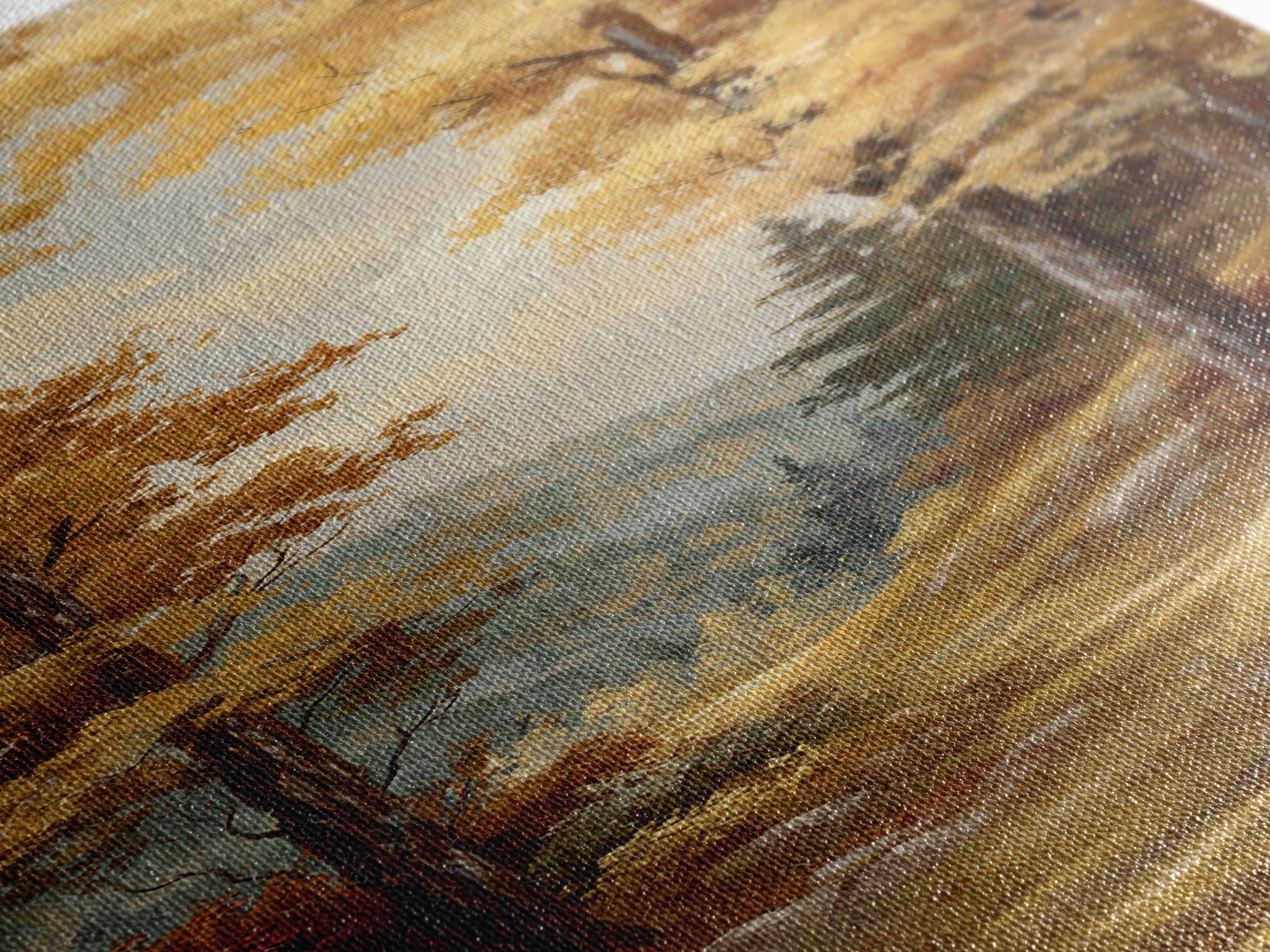 Woodland Path with Golden Autumn Atmosphere Canvas Print, Art, Modern Decor, Living Room Decor, Fine Art, Art Prints, ART-1x3-35