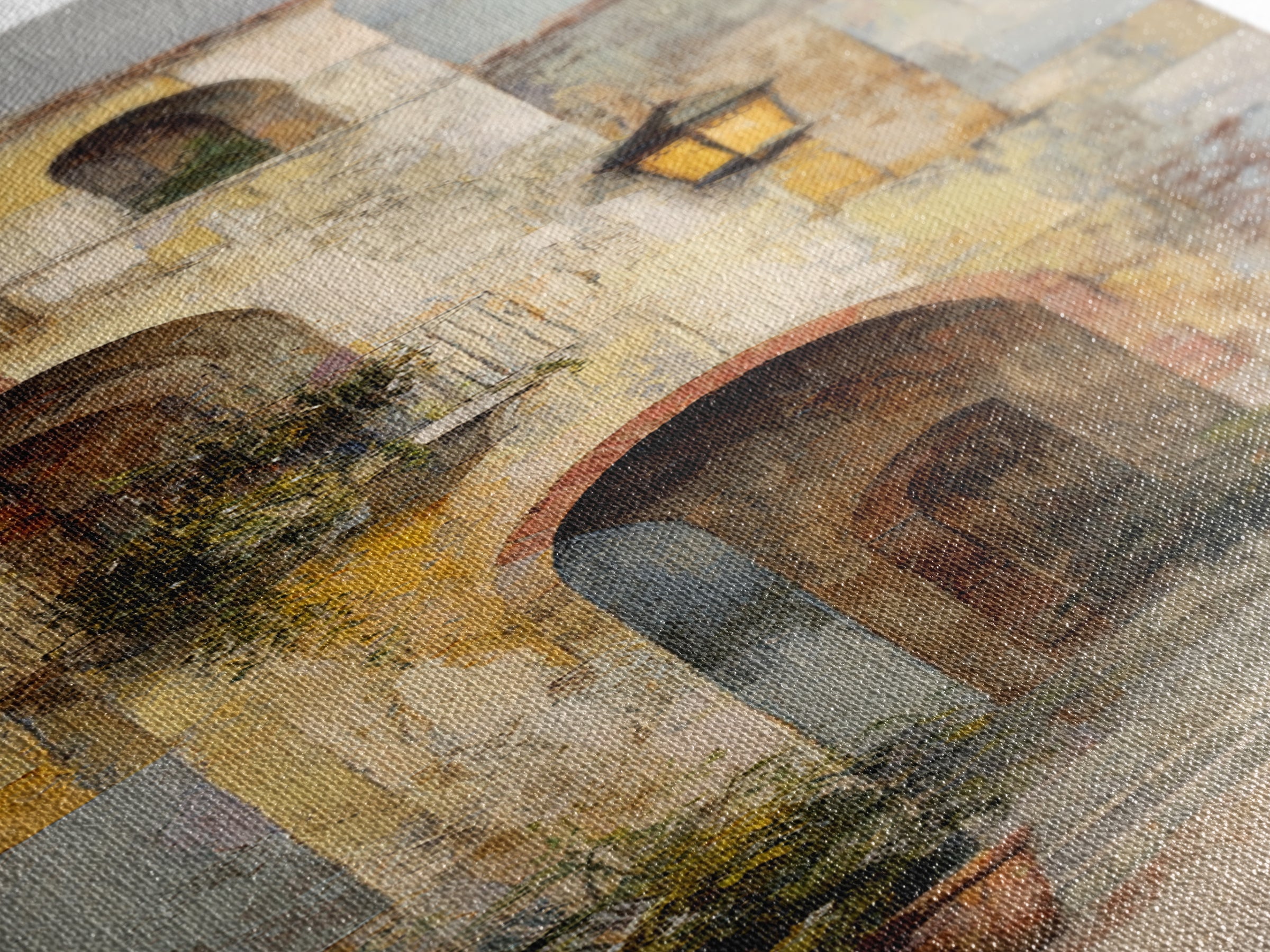 Architectural Archway in Warm Mediterranean Light Framed Canvas Print, Art, Black Art, Living Room Decor, Watercolor Art, ART-1x3-58