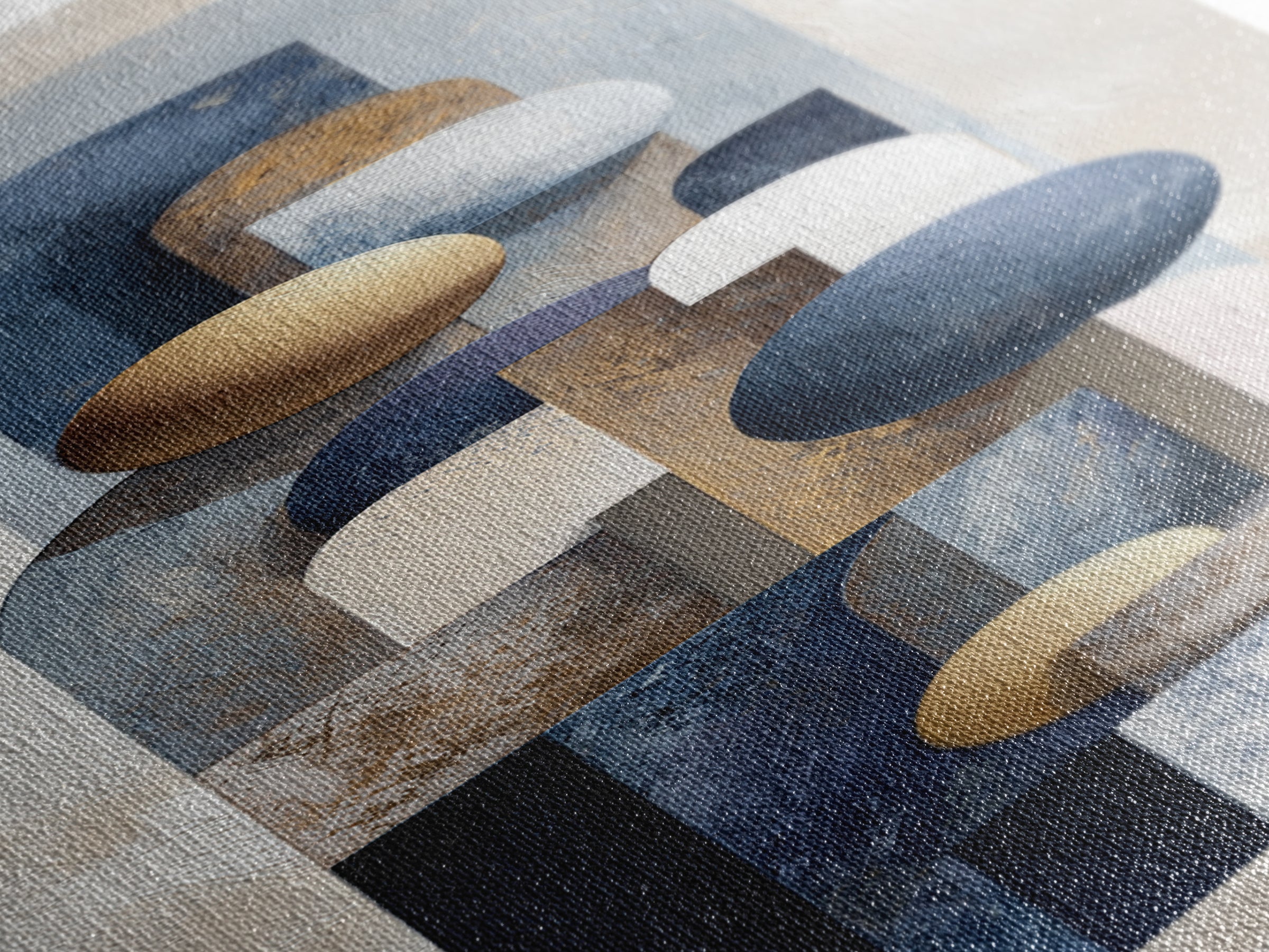 Modern Sculptural Shapes Rendered as Painted Forms Canvas Print, Art, Neutral Decor, Living Room Decor, Abstract Art, ART-1x3-90