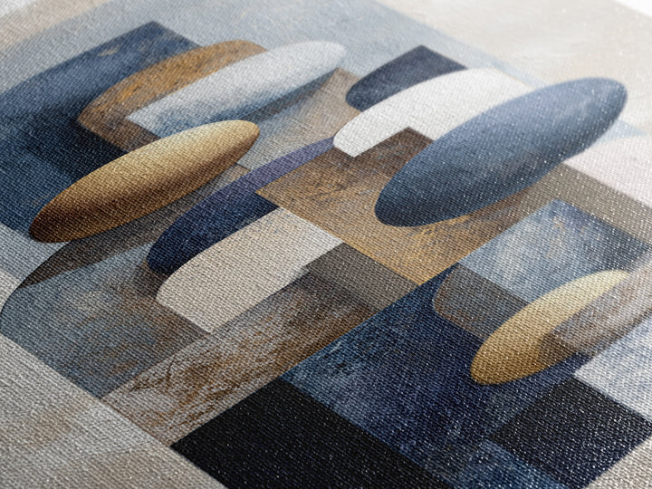 Modern Sculptural Shapes Rendered as Painted Forms Canvas Print, Art, Neutral Decor, Living Room Decor, Abstract Art, ART-1x3-90