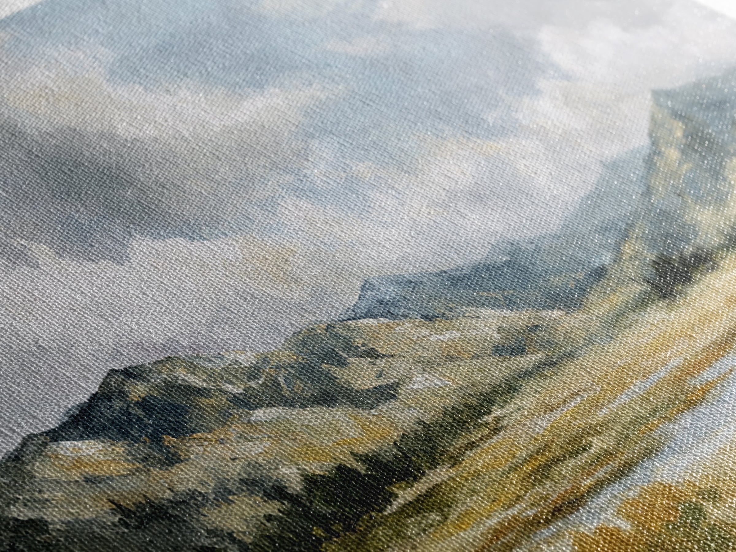 Quiet Mountain Scene Framed Canvas Print, Art, Art Print, Living Room Decor, Fine Art, Canvas Wall Art, Abstract Art, ART-2x1-85
