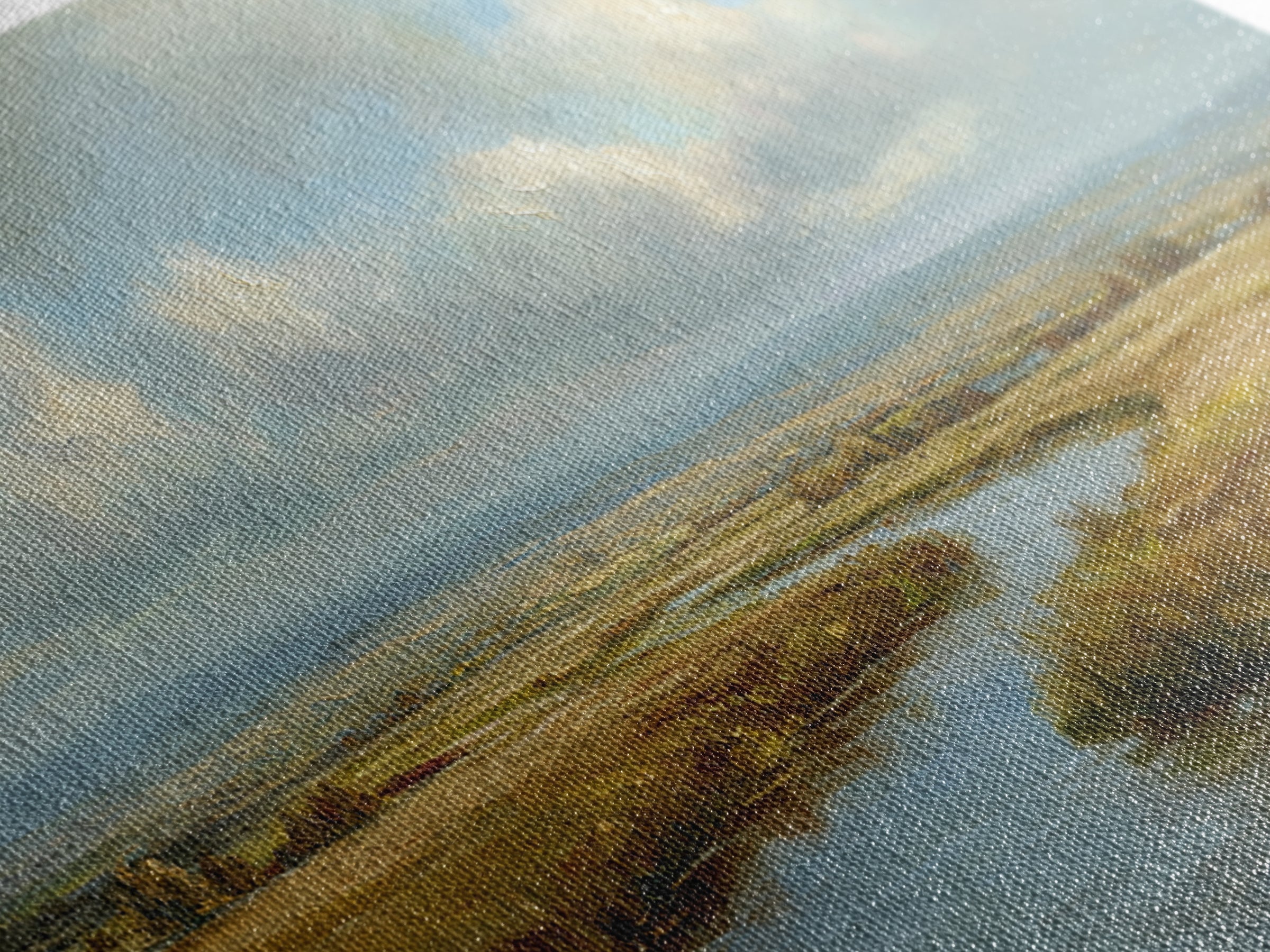 Classic Landscape with Winding River and Atmospheric Canvas Print, Art, Abstract Wall Art, Living Room Decor, ART-2x1-95