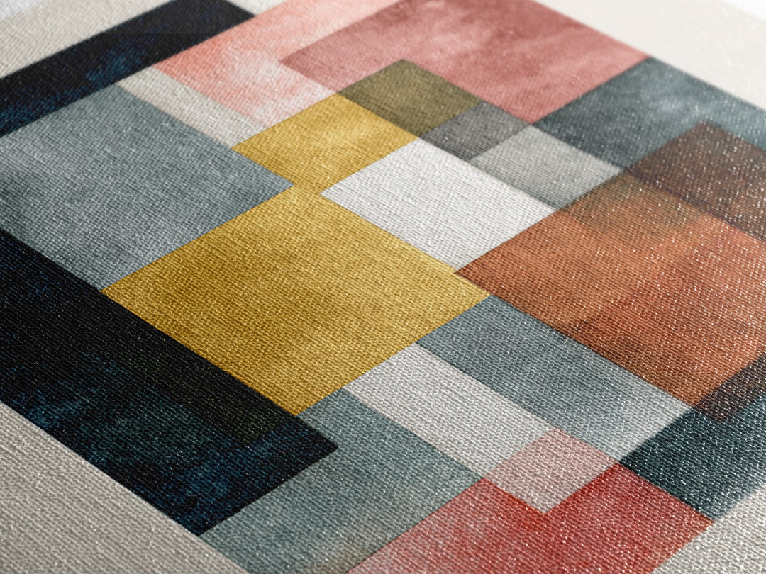 Geometric Color Study Framed Canvas Print, Art, Textured Painting, Living Room Decor, Fine Art, Digital Wall Art, ART-2x3-17