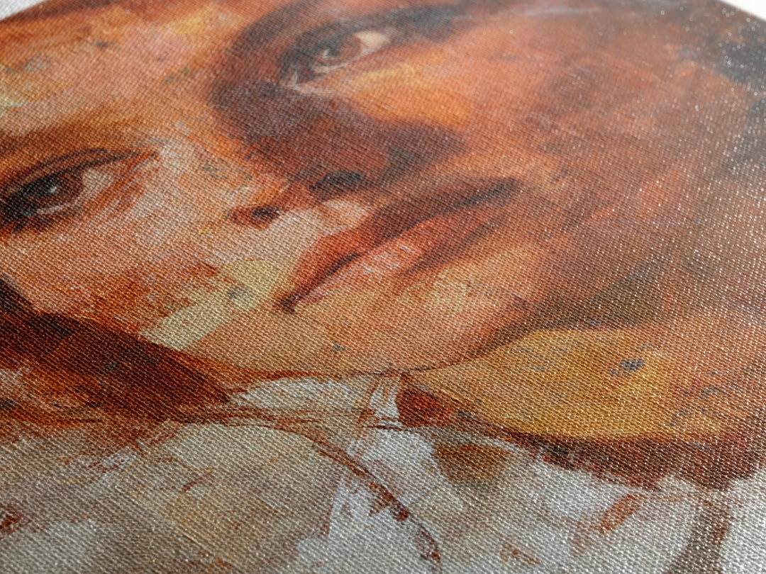 Expressive Portrait with Dramatic Light and Textured Framed Canvas Print, Art, Original Art, Living Room Decor, Fine Art, ART-2x3-36