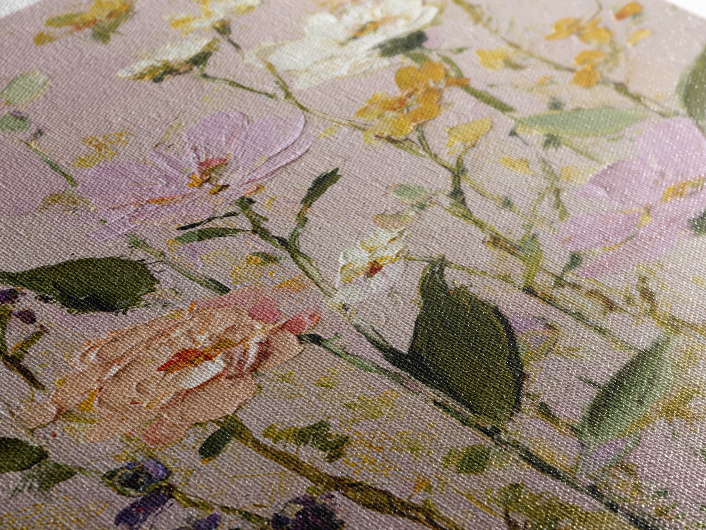 Painterly Meadow with Loose Impressionist Flowers Canvas Print, Art, Luxury Decor, Living Room Decor, Oil Painting, ART-2x3-71