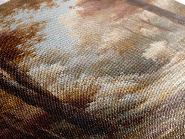 Woodland Path with Golden Autumn Atmosphere Canvas Print, Art, Fine Art Print, Living Room Decor, Fine Art, Digital Art, ART-2x3-79