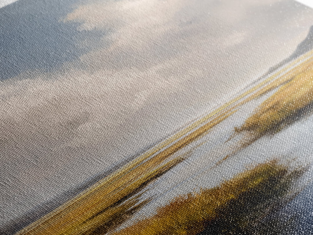 Classic Landscape with Winding River and Atmospheric Framed Canvas Print, Art, Art Print, Living Room Decor, Fine Art, ART-2x3-83