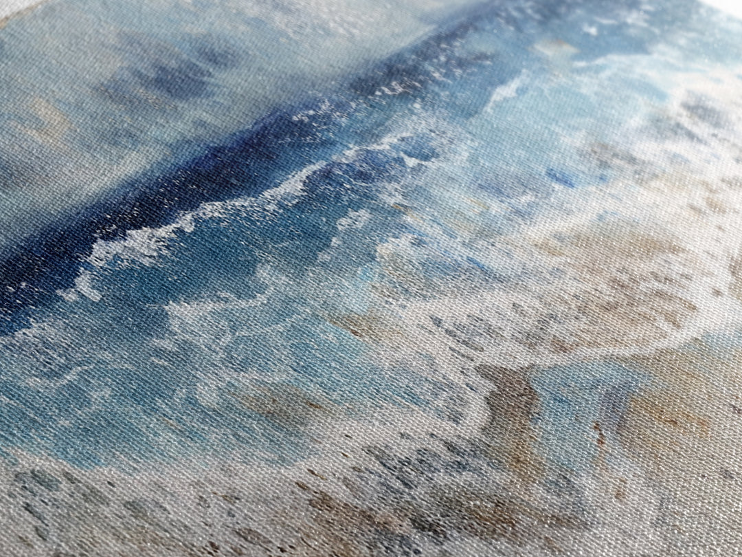 Dramatic Seascape with Foam and Storm Clouds Canvas Print, Art, Ai Art, Living Room Decor, Fine Art, Home Decor, ART-3x1-16