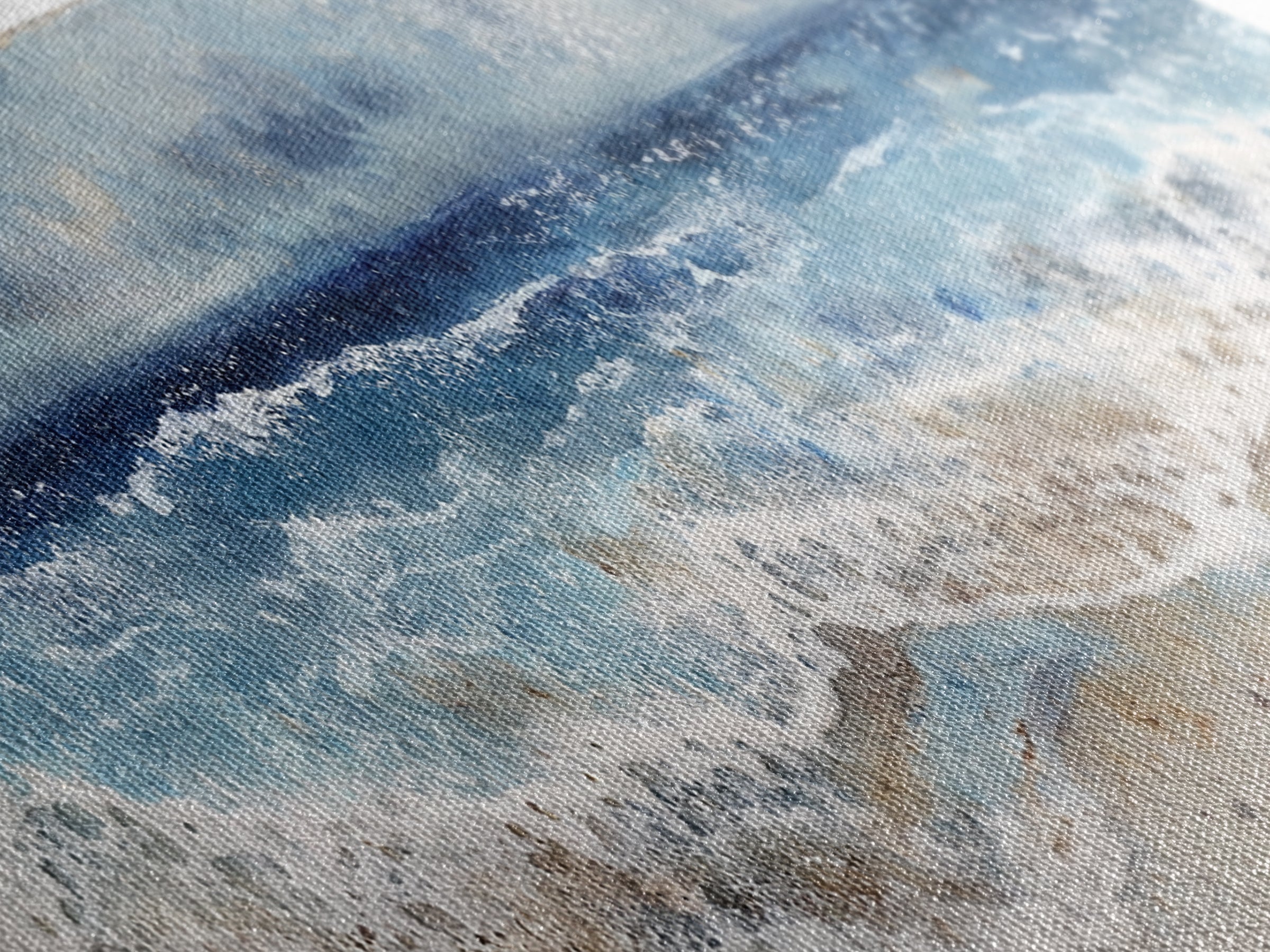 Dramatic Seascape with Foam and Storm Clouds Canvas Print, Art, Ai Art, Living Room Decor, Fine Art, Home Decor, ART-3x1-16