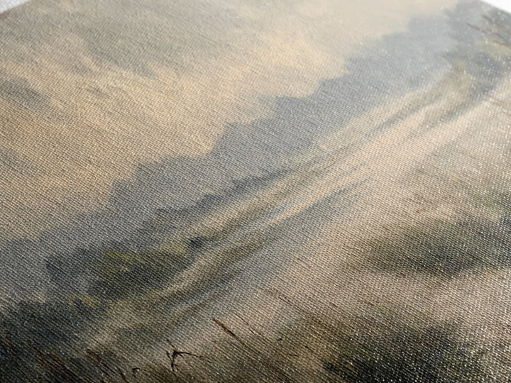 Classic Landscape with Winding River and Atmospheric Canvas Print, Art, Gallery Decor, Living Room Decor, Fine Art, ART-3x1-19